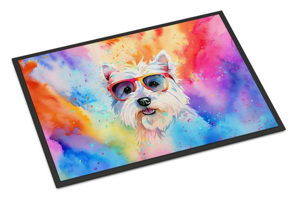 Westie Hippie Dawg Doormat Front Door Mat Indoor Outdoor Rugs For Entryway, Non Slip Washable Low Pile, 24H X 36W_maomaolike.com