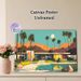 Mid-Century Modern Villa With Pool Painting Poster, Vibrant Retro Desert Landscape Poster, Calm Scenic Decor Ideal For Living Room, Bedroom And Lounge_maomaolike.com