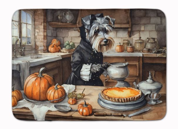 Schnauzer Fall Kitchen Pumpkins Memory Foam Kitchen Mat Machine Washable Anti-Fatigue Mat Cushion Comfort Bath Mat Or Kitchen Rug_maomaolike.com