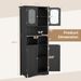 58.5 Inch Freestanding Linen Bathroom Storage Cabinet With Frost Glass Doors_maomaolike.com