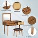 43.3" Classic Wood Makeup Vanity Set With Flip-top Mirror And Stool, Dressing Table With Three Drawers And Storage Space_maomaolike.com