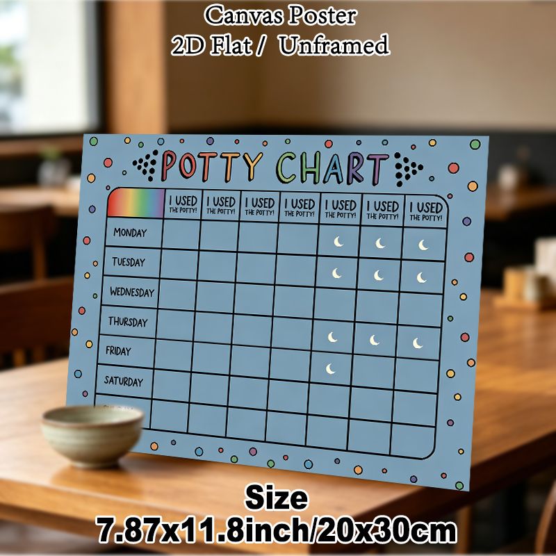 Potty Chart Painting Poster, Playful Colorful Dotted Style With Weekly Potty Tracking Grid Poster, Aids In Potty Training Progress Monitoring, Ideal_maomaolike.com