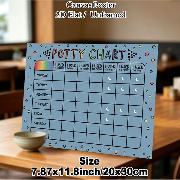 Potty Chart Painting Poster, Playful Colorful Dotted Style With Weekly Potty Tracking Grid Poster, Aids In Potty Training Progress Monitoring, Ideal_maomaolike.com
