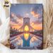 Azadi Tower Sunset Painting Poster, Warm-toned Urban Scenic Reflection Poster, Peaceful Cityscape Artwork Suitable For Living Room, Office Wall Decor_maomaolike.com