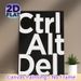 Ctrl Alt Del Typographic Painting Poster, Minimalist Bold Monochrome Text Poster, Sleek Eye-catching Typographic Decor Ideal For Home Office_maomaolike.com