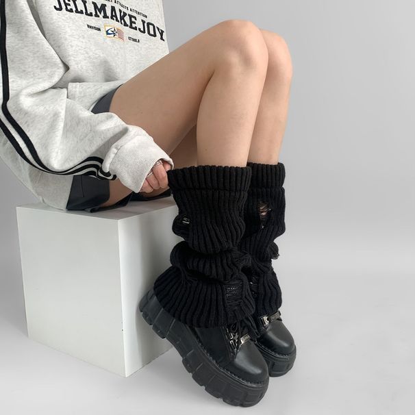 Warm Spice Girls subculture broken knit y2k white calf pile in the middle of the tube female student sock sock_maomaolike.com