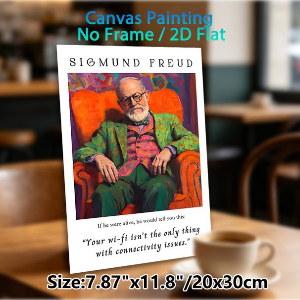 Sigmund Freud Humorous Quote Painting Poster, Vibrant Colorful Portrait Poster, Witty Connectivity-themed Decor, Suitable For Home Office, Therapy_maomaolike.com
