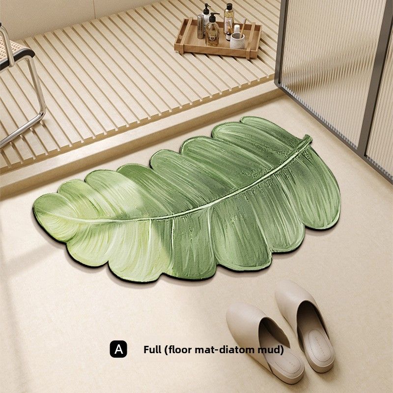 Ins Style Absorbent Floor Mat Green Plant Bathroom Foot Mat Bathroom Household Special-Shaped Door Mat Diatom Mud Carpet_maomaolike.com
