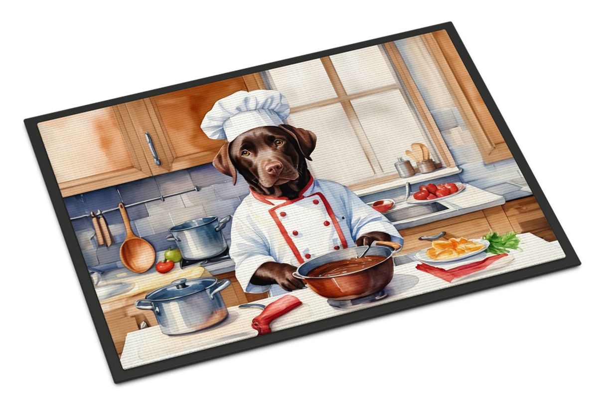 Chocolate Labrador Retriever The Chef Doormat Front Door Mat Indoor Outdoor Rugs For Entryway, Non Slip Washable Low Pile, 24H X 36W_maomaolike.com