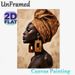 African Woman Painting Poster, Elegant Oil Painting Style Poster, Warm-toned Portrait Of A Woman With Ornate Headwrap And Bold Earrings, Adds Cultural_maomaolike.com