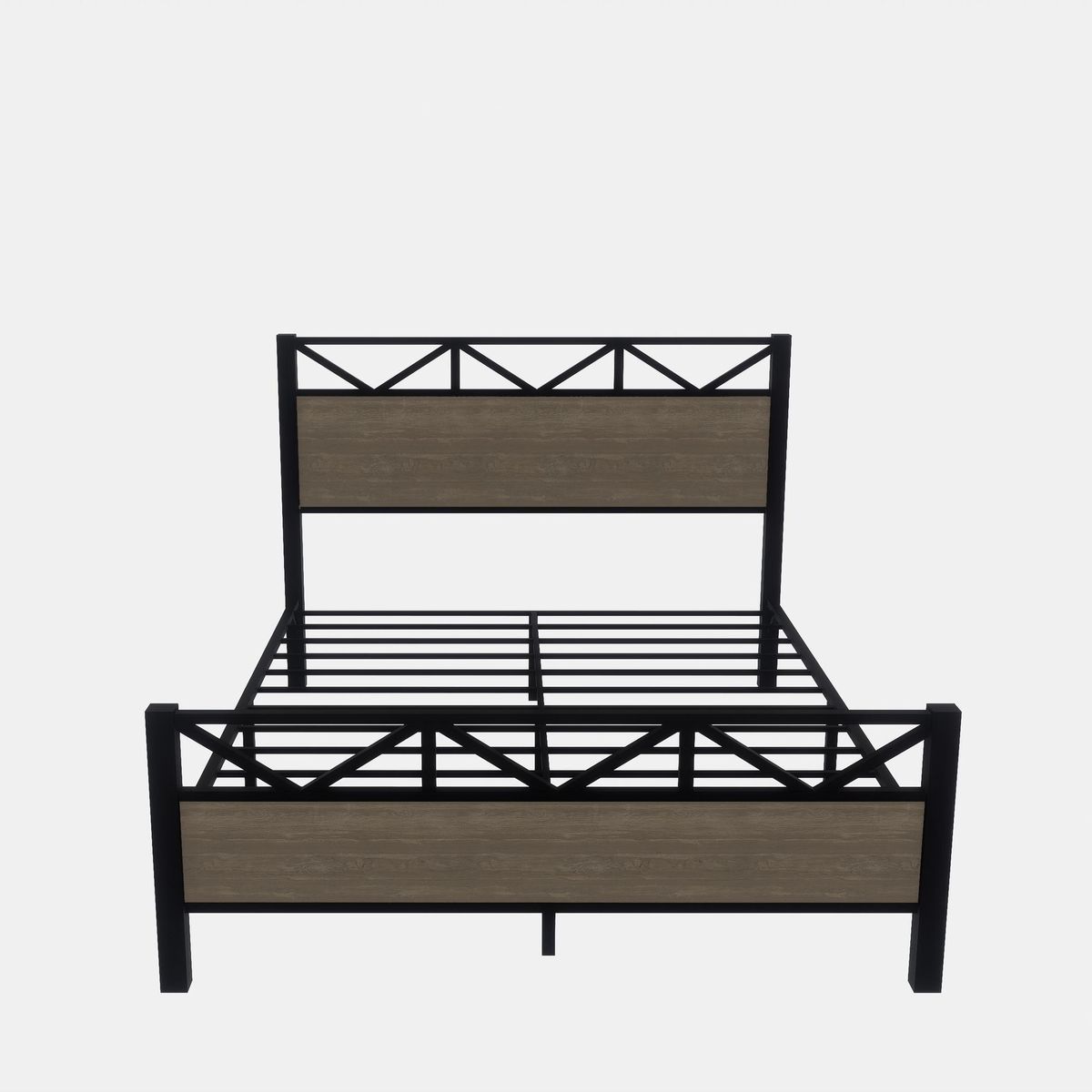 Full Size Bed Frame, Easy Assembly, Brown_maomaolike.com