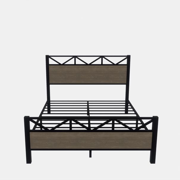 Full Size Bed Frame, Easy Assembly, Brown_maomaolike.com