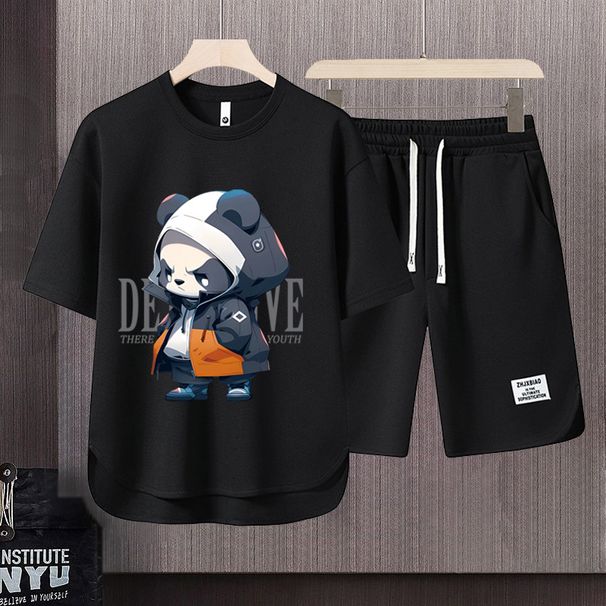 Men's Clothing 2024 Waffle Casual Summer Suit Men's Loose Teen Short sleeved T shirt Shorts Handsome Two piece Suit_maomaolike.com