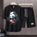 Men's Clothing 2024 Waffle Casual Summer Suit Men's Loose Teen Short sleeved T shirt Shorts Handsome Two piece Suit_maomaolike.com