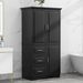 Tall And Wide Storage Cabinet With Doors For Bathroom/Office, Three Drawers_maomaolike.com