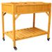 Elevated 8 Pocket Herb Garden Bed, Mobile Raised Customizable Wood Planter For Herbs, Vegetables, Flowers W/ Lockable Wheels, Storage Shelf, Drainage Holes_maomaolike.com