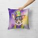 Rat Terrier King Of Mardi Gras Throw Pillow Machine Washable, Indoor Outdoor Decorative Pillow For Couch, Bed Or Patio, 18Hx18W_maomaolike.com
