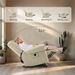 Futon Sofa Bed, Velvet Futon Couch For Living Room, Recliner Sleeper Sofa Bed With 2 Cup Holders, Removable Armrests, Metal Legs, Cream_maomaolike.com