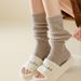 Stocking pile plush and pile thick long tube stocking leg cover women solid color warm stocking_maomaolike.com