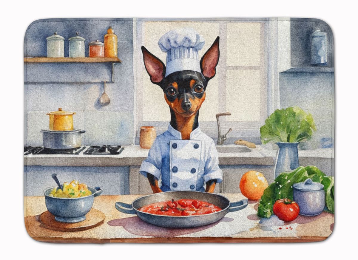 Miniature Pinscher The Chef Memory Foam Kitchen Mat Machine Washable Anti-Fatigue Mat Cushion Comfort Bath Mat Or Kitchen Rug_maomaolike.com