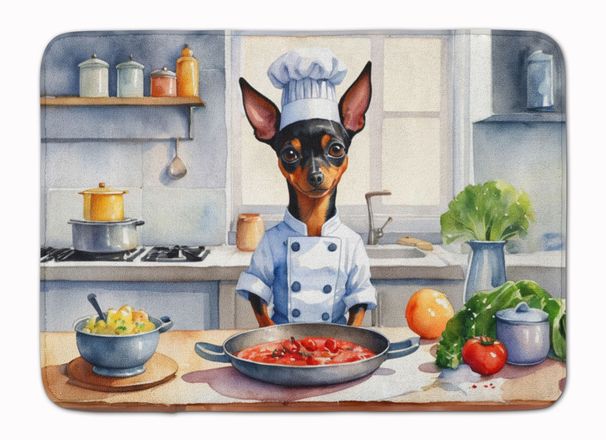 Miniature Pinscher The Chef Memory Foam Kitchen Mat Machine Washable Anti-Fatigue Mat Cushion Comfort Bath Mat Or Kitchen Rug_maomaolike.com