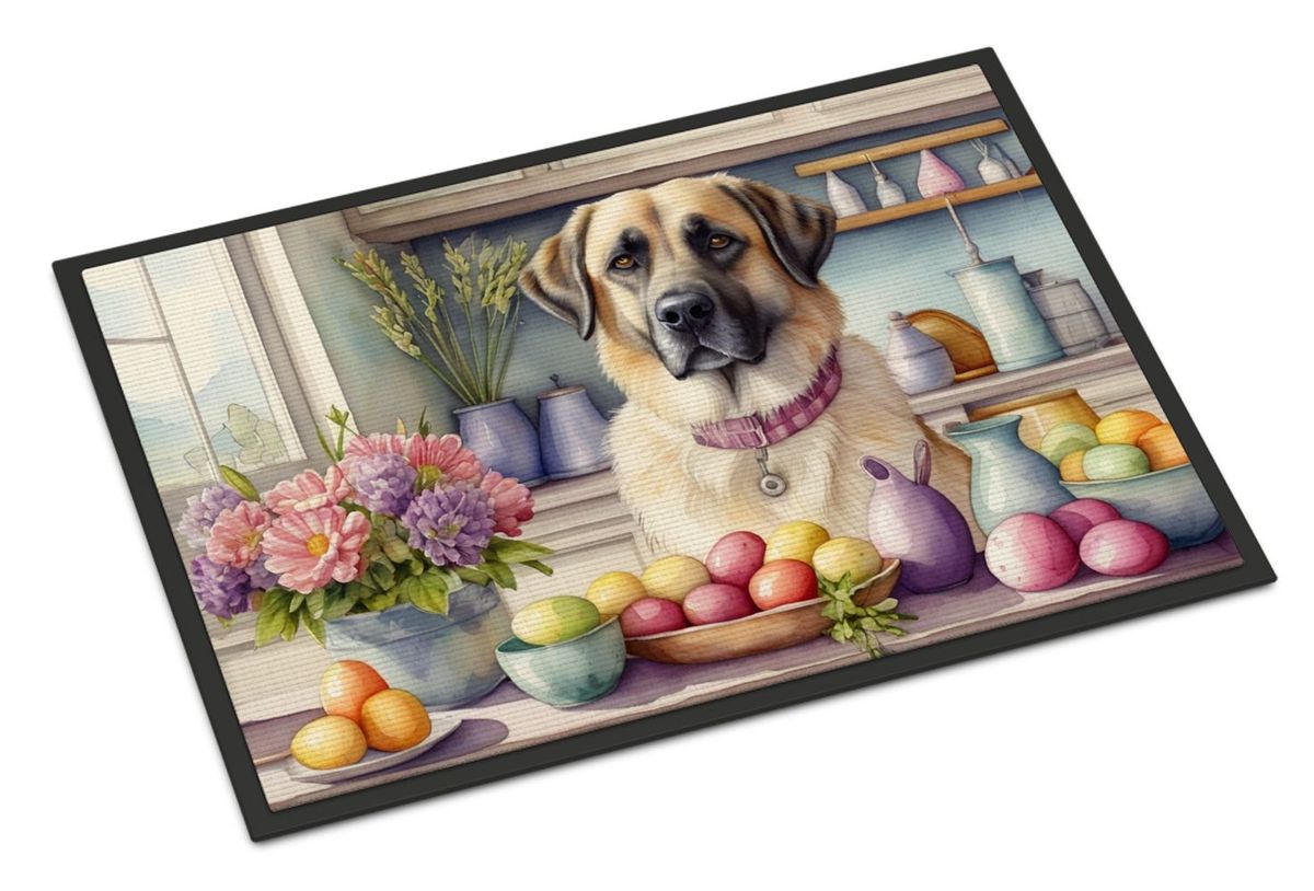Decorating Easter Anatolian Shepherd Dog Doormat Front Door Mat Indoor Outdoor Rugs For Entryway, Non Slip Washable Low Pile, 24H X 36W_maomaolike.com