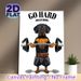 Fitness Dachshund Painting Poster, Humorous Cartoon-style Poster, Motivational "Go Hard Or Go Home" Design With Muscular Dachshund Lifting Barbell_maomaolike.com