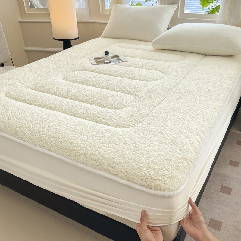 Thickened Milk Velvet Lamb Wool Fitted Single Piece Extra Thick Warm Quilted Bed Sheet Coral Fleece Mattress Cover_maomaolike.com