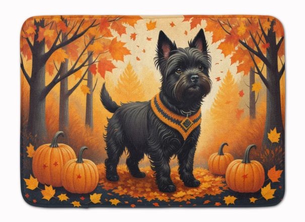 Black Cairn Terrier Fall Memory Foam Kitchen Mat Machine Washable Anti-Fatigue Mat Cushion Comfort Bath Mat Or Kitchen Rug_maomaolike.com
