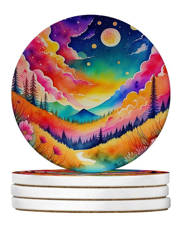 Colorful Stock, Or Gillyflower Large Sandstone Coasters Pack Of 4 Absorbent Round Coasters Decor Gifts For Men Or Women, 4 In, Multicolor_maomaolike.com