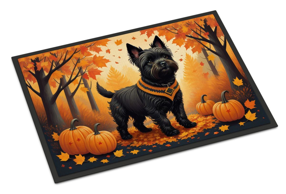 Black Cairn Terrier Fall Doormat Front Door Mat Indoor Outdoor Rugs For Entryway, Non Slip Washable Low Pile, 24H X 36W_maomaolike.com