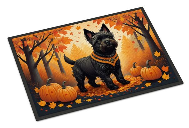Black Cairn Terrier Fall Doormat Front Door Mat Indoor Outdoor Rugs For Entryway, Non Slip Washable Low Pile, 24H X 36W_maomaolike.com