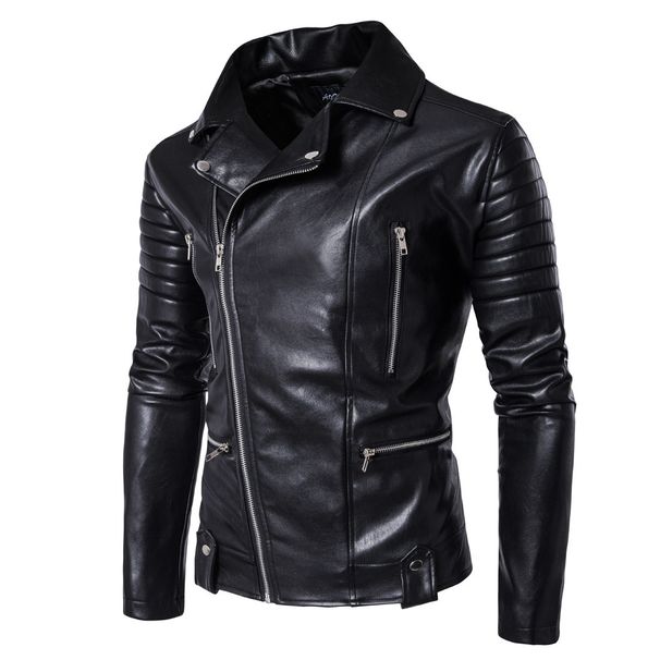 Men's Clothing New Men's Motorcycle Leather Jacket Multi zipper Men's Leather Jacket 1800 B003_maomaolike.com
