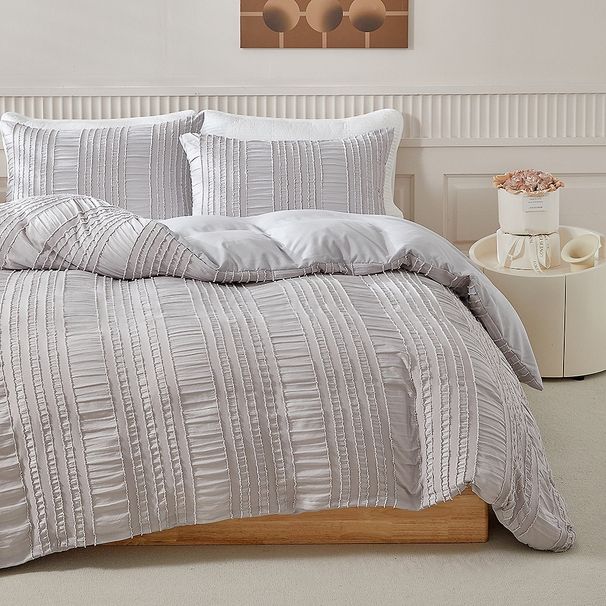 Flower Vertical Stripes Quilt Cover Duvet Cover Full Size Bedding Set For UK/USA/Europe Bedding_maomaolike.com