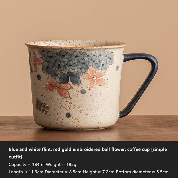 Coffee Cup With Gold Embroidered Ball Flower Latte Latte, Home Use_maomaolike.com
