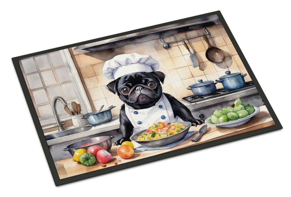 Pug The Chef Doormat Front Door Mat Indoor Outdoor Rugs For Entryway, Non Slip Washable Low Pile, 24H X 36W_maomaolike.com