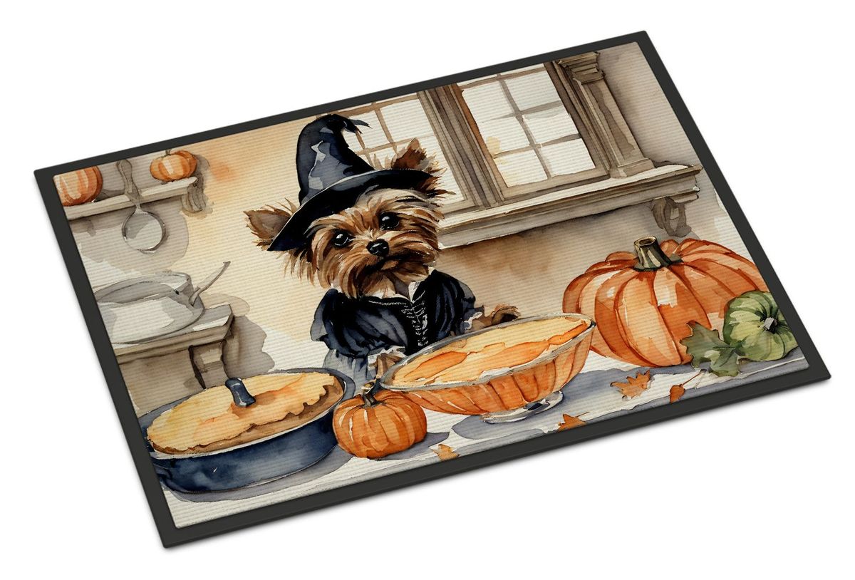 Yorkie Fall Kitchen Pumpkins Doormat Front Door Mat Indoor Outdoor Rugs For Entryway, Non Slip Washable Low Pile, 24H X 36W_maomaolike.com