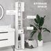 71" Small Bathroom Storage Cabinet, Narrow Toilet Paper Cabinet With Open Shelves, 2 Cabinets, Adjustable Shelves, White_maomaolike.com