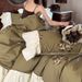 1 Vintage American Style 100% Sateen Long-staple Four-piece Pure Cotton Double Bed 1.8m Ruffled Bedding Set_maomaolike.com