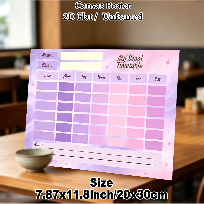 School Timetable Painting Poster, Dreamy Pastel Pink-purple Starry Style Poster, Practical Layout To Organize Class Schedules, Suitable For Study Room_maomaolike.com