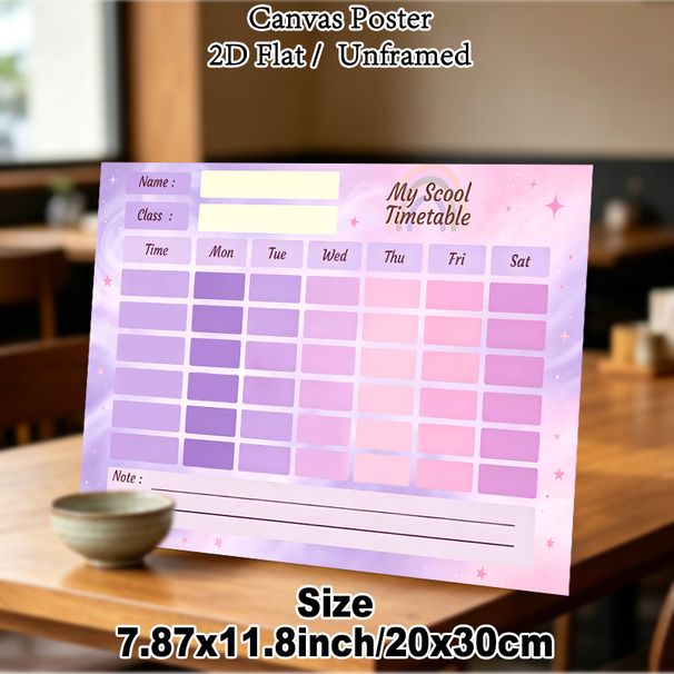 School Timetable Painting Poster, Dreamy Pastel Pink-purple Starry Style Poster, Practical Layout To Organize Class Schedules, Suitable For Study Room_maomaolike.com