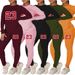 Women's Clothing Large size fat woman autumn and winter women's clothing printed personality casual two piece suit_maomaolike.com