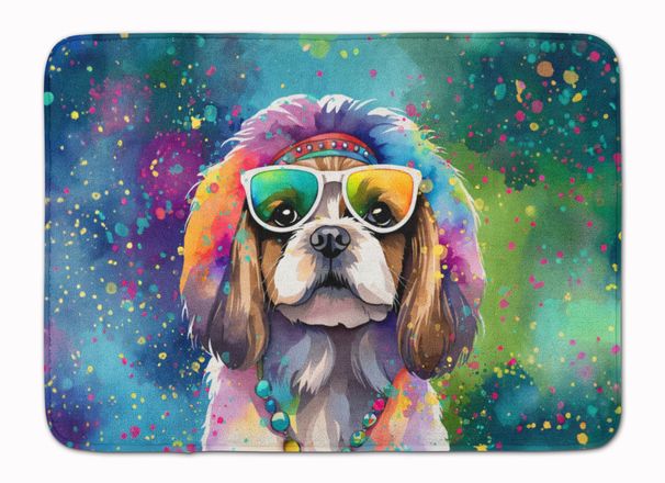 Shih Tzu Hippie Dawg Memory Foam Kitchen Mat Machine Washable Anti-Fatigue Mat Cushion Comfort Bath Mat Or Kitchen Rug_maomaolike.com