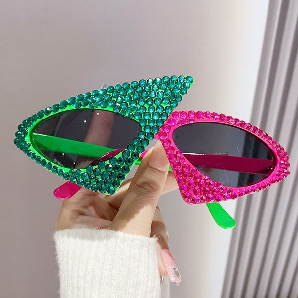 Unisex Fashion Round Diamond Studded Sunglasses Sun Protection Sunglasses Outdoor Rhinestone Glasses_maomaolike.com