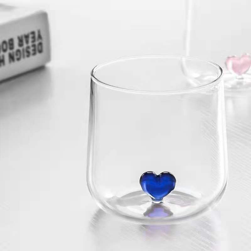 Creative Cup Ins Style Cute Simple High Beauty Breakfast Beloved Heart Water Cup Beloved Glass Home Use_maomaolike.com
