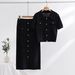 Women's Clothing high grade knitted suit spring and autumn new sweet and gentle short sleeved dress, two pieces_maomaolike.com
