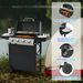 Propane Gas Grill 4 Burner Barbecue Grill, Stainless Steel 34,000 BTU Patio Garden Barbecue Grill With Two Shelves, Lid, Wheels And Bottle Opener_maomaolike.com