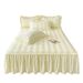 Washed Cotton Skirt Cover Single Piece Solid Color Quilted Dustproof Protector 1.68m Bed Fitted Sheet Mat Non-Slip_maomaolike.com