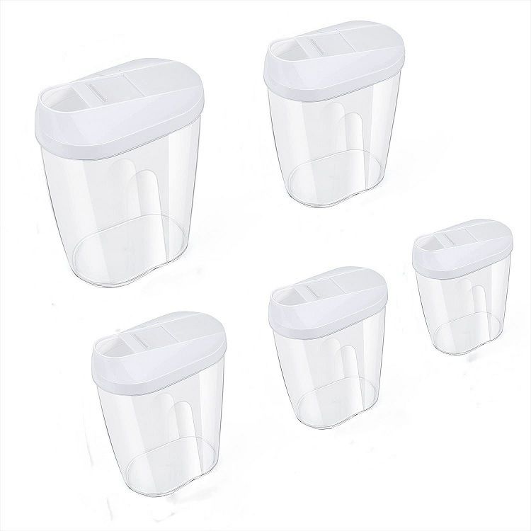 Transparent Five-piece Set Of Sealed Jars, Kitchen Grain Box, Food And Dry Fruit Plastic Storage Jars_maomaolike.com