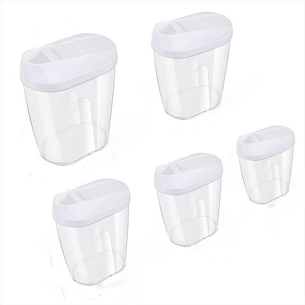 Transparent Five-piece Set Of Sealed Jars, Kitchen Grain Box, Food And Dry Fruit Plastic Storage Jars_maomaolike.com